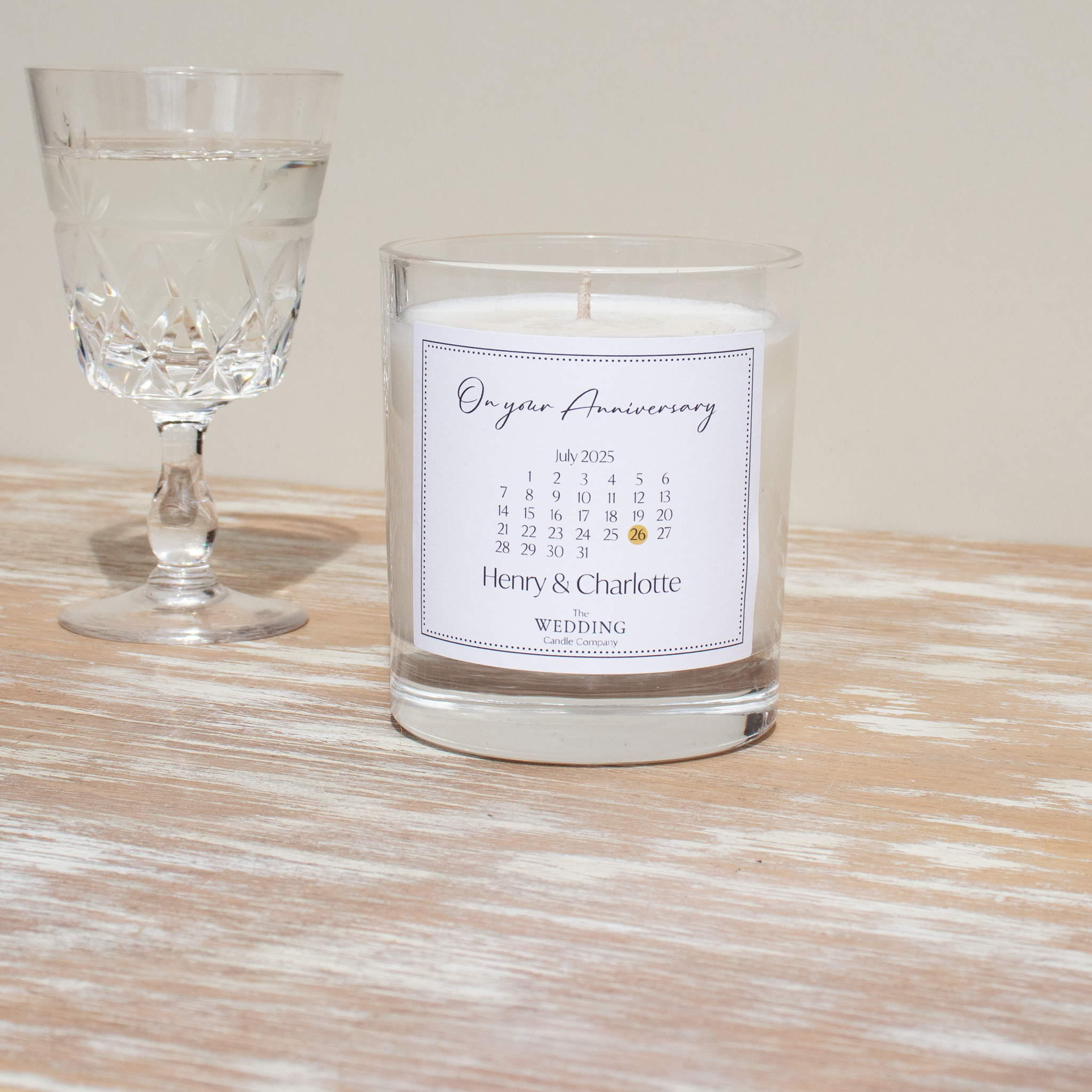 Personalised anniversary gift. Swans, wedding candle. The Wedding Candle Company