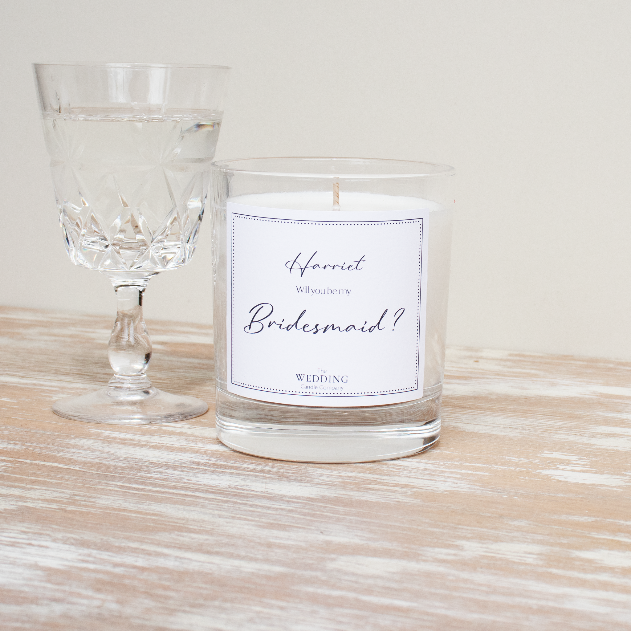 Personalised Bridesmaid gift, wedding candle. The Wedding Candle Company