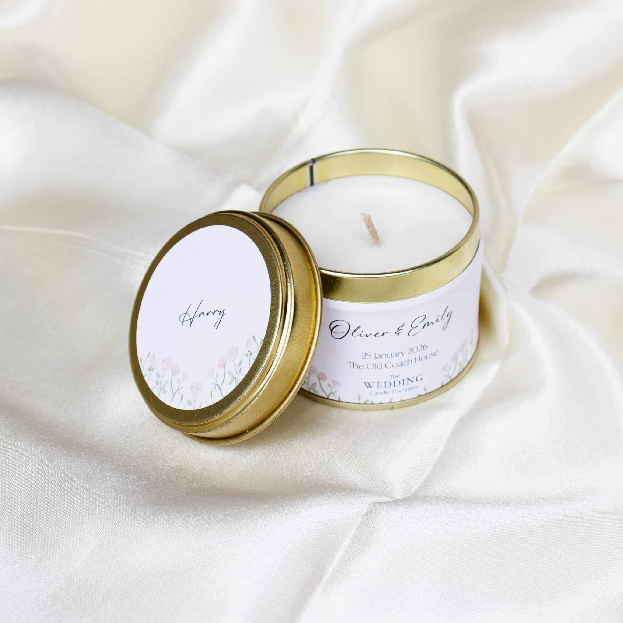 Personalised Wedding Favour. Wedding Candle place setting for wedding guests. The Wedding Candle Company.