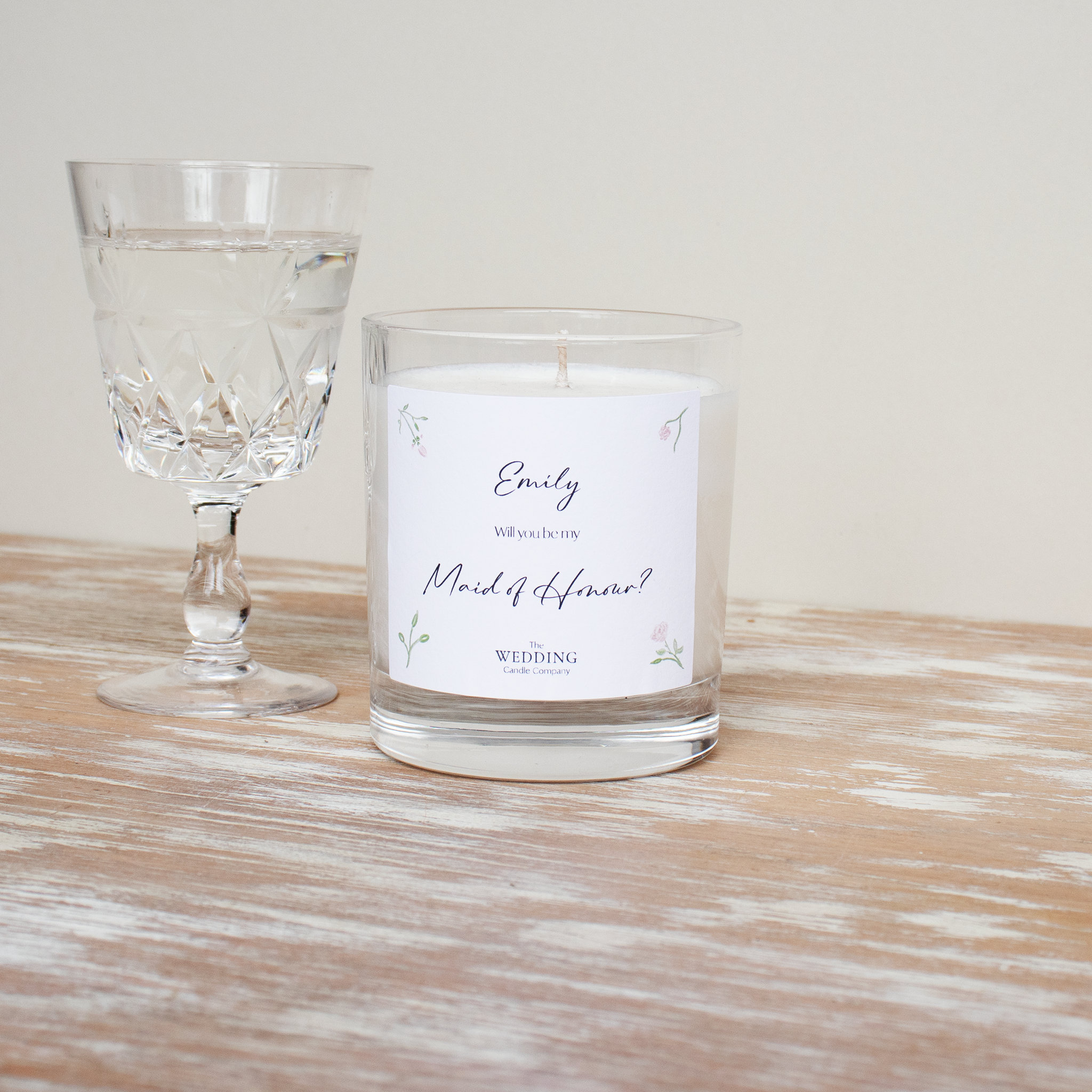 Personalised Maid of Honour gift, wedding candle. The Wedding Candle Company
