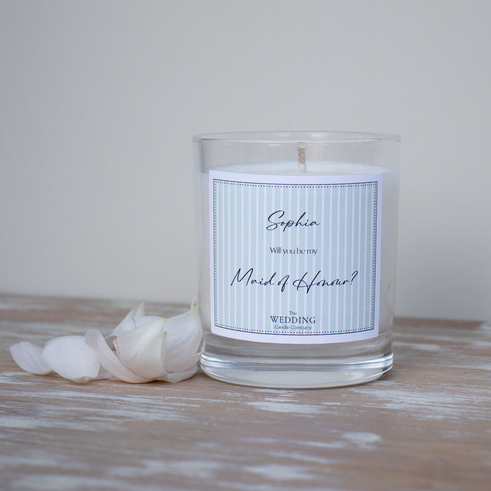 Personalised Maid of Honour gift, wedding candle. The Wedding Candle Company