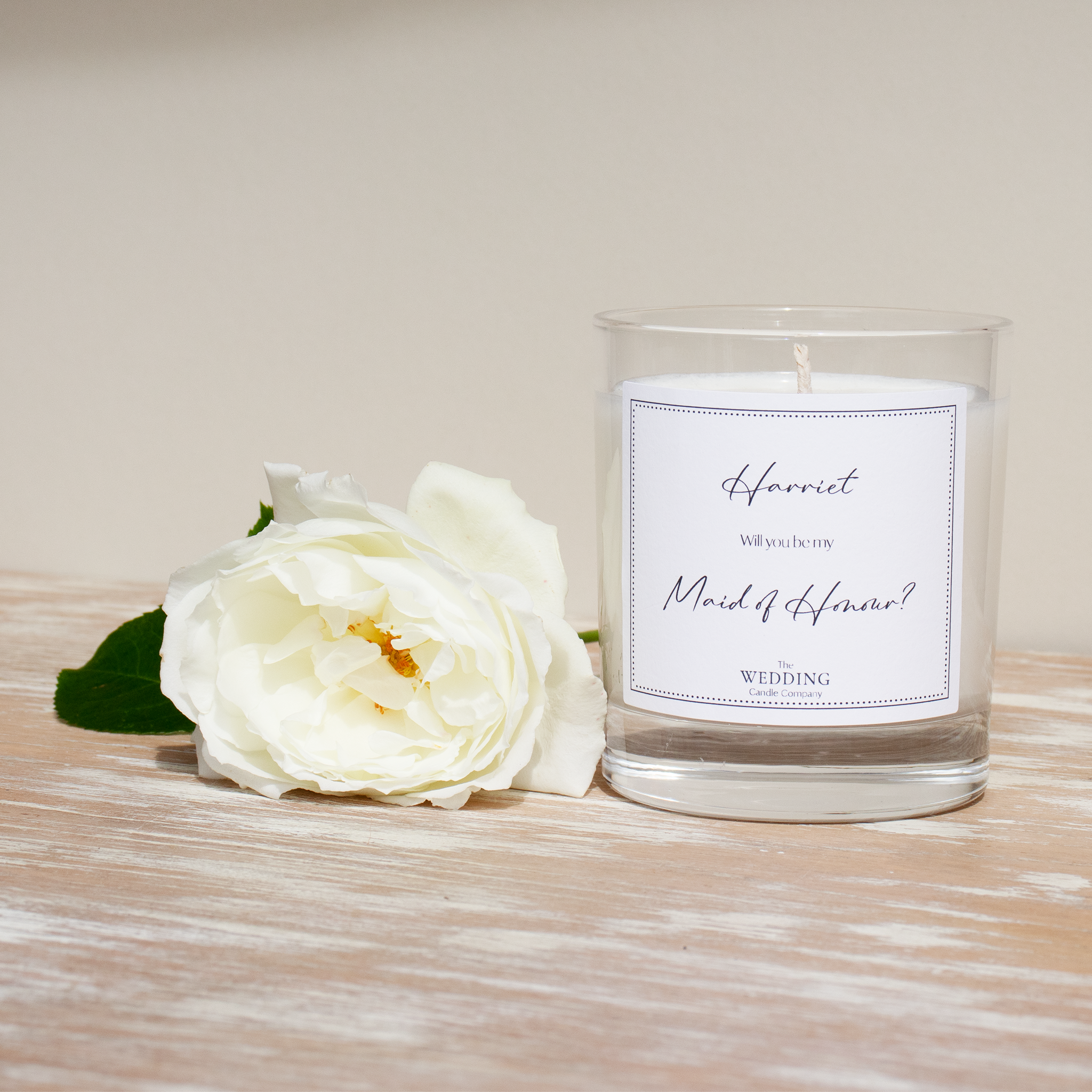 Personalised Maid of Honour gift, wedding candle. The Wedding Candle Company